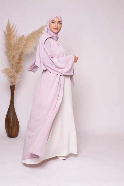 Conjunto kimono hiyab rosa lila