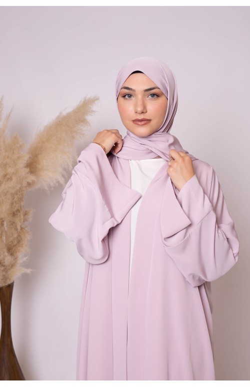 Ensemble kimono hijab lilas rosé nouvelle collection musulmane pour femme