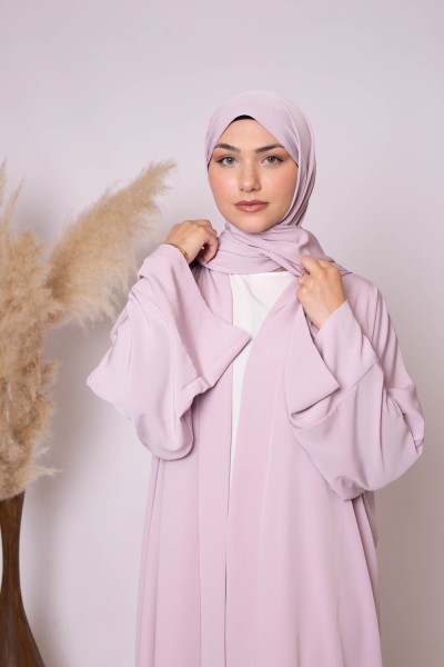 Lilac pink hijab kimono set