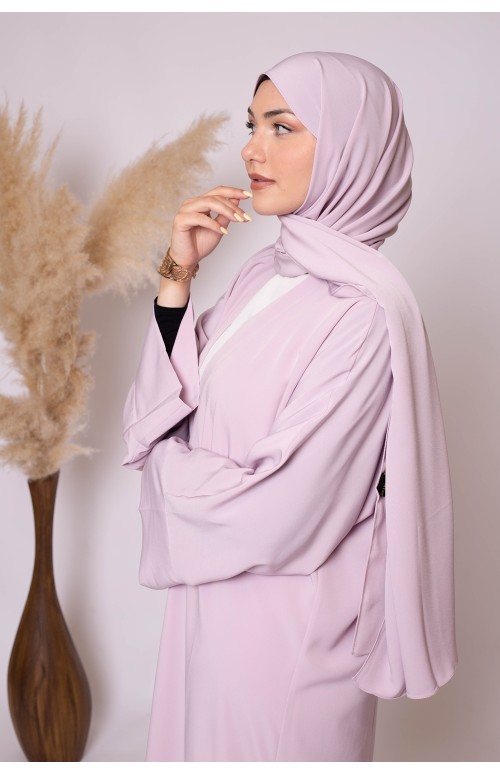 Ensemble kimono hijab lilas rosé nouvelle collection musulmane pour femme