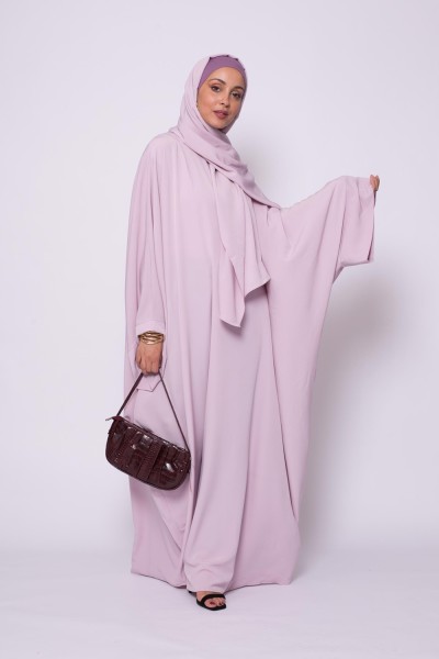 Conjunto Abaya hijab kristal rosa lila