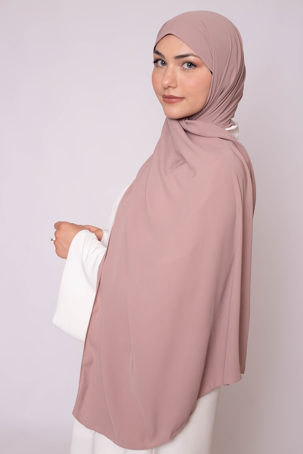 hijab luxe mousseline taupe