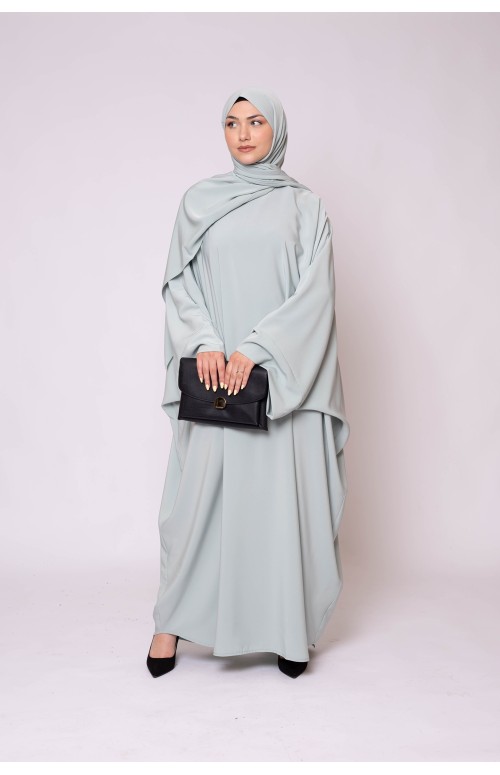 Abaya hijab kristal vert amande boutique femme musulmane