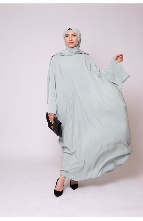 Abaya hijab kristal vert amande boutique femme musulmane