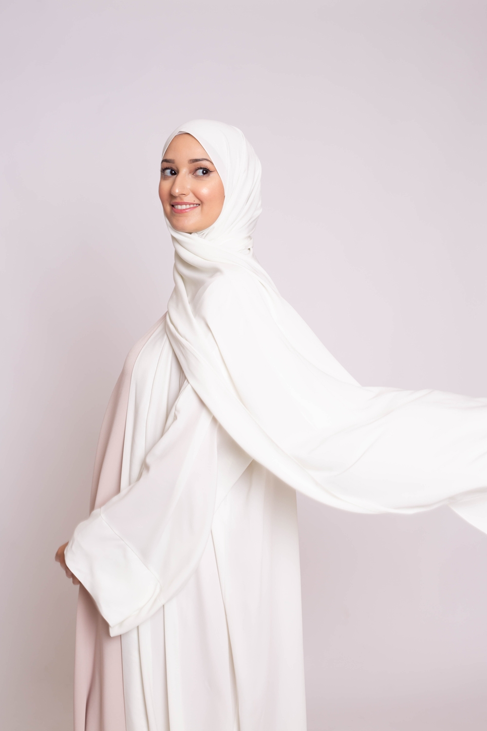 Hijab kristal blanc cassé