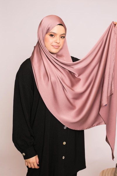 brown plum satin sedef hijab