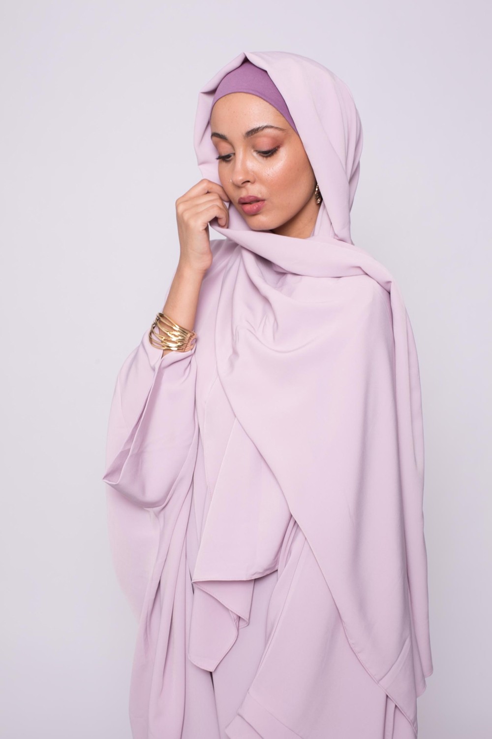 Hijab kristal rosa lila