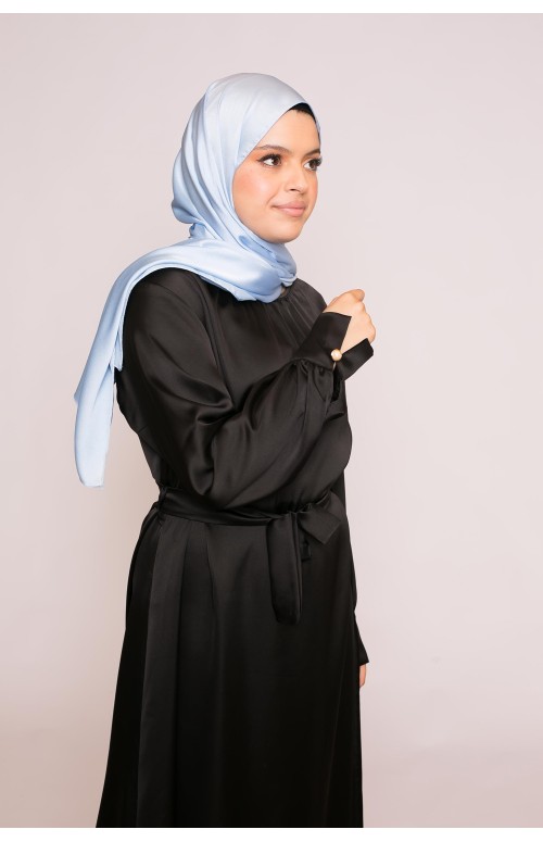 hijab sedef satiné bleu clair boutique foulard et accesoir pour femme musulmane