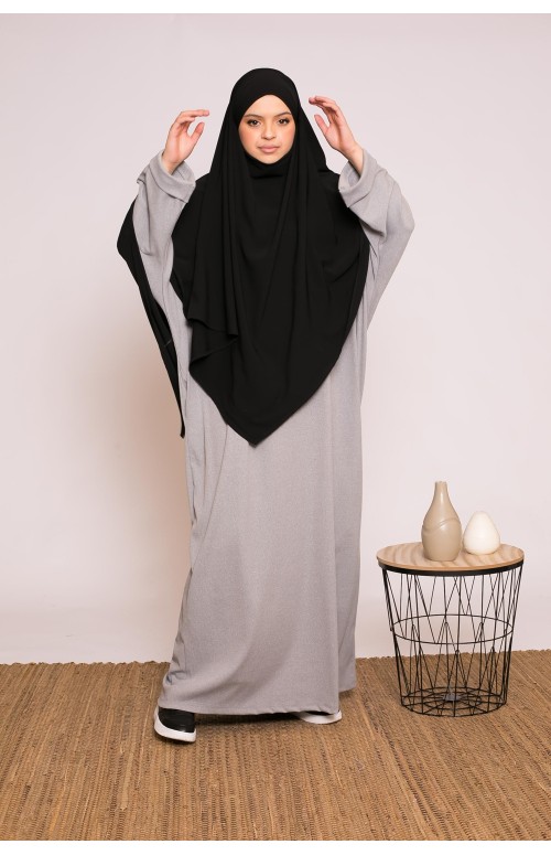 Khimar soie de médine noir hijab shop modeste et mastour pour femme musulmane