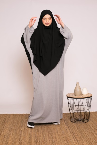 Khimar soie de médine noir hijab shop modeste et mastour pour femme musulmane