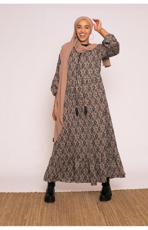 Robe évasée imprimé prêt à porter moderne modeste fashion pour femme musulmane hijab shop