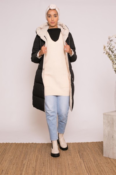Tunique pull sans manche crème hijab shop pour femme musulmane vêtement modeste fashion moderne