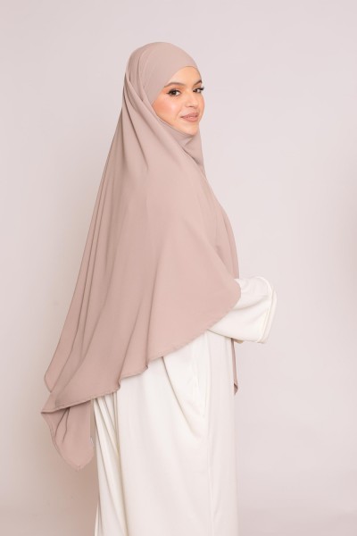 Khimar soie de médine taupe clair hijab shop muslim pour femme musulmane