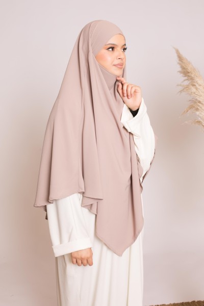 Khimar soie de médine taupe clair hijab shop muslim pour femme musulmane