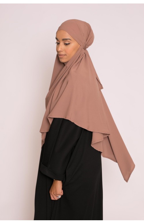 Khimar soie de médine chataigne hijab shop modeste fashion moderne pour femme musulmane