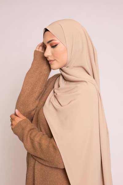 Hijab soie de médine beige taupe 