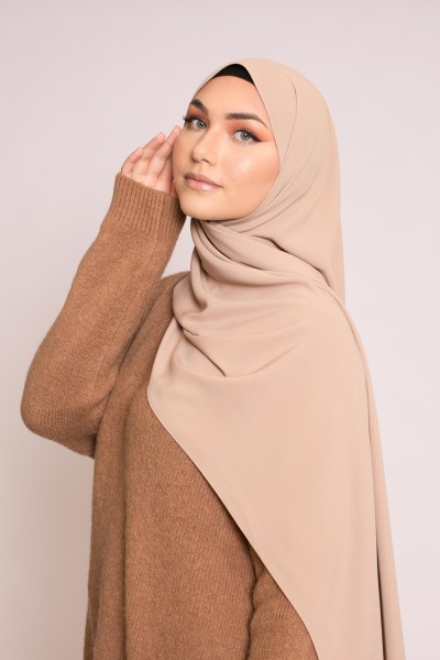 Hijab soie de médine beige taupe 