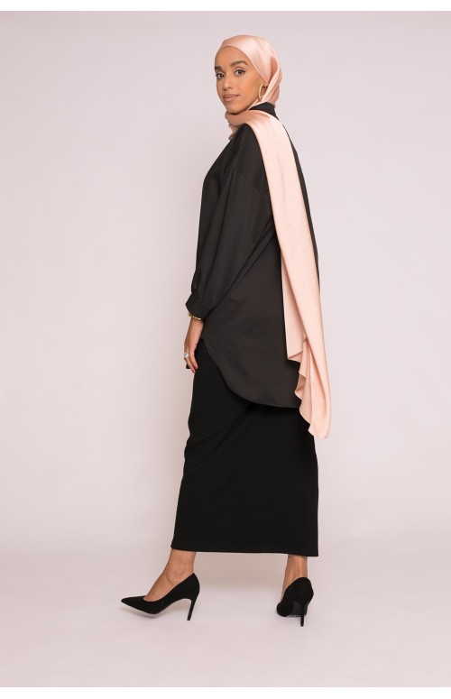 Tunique chemise large noir prêt à porter modeste fahion pour femme musulmane hijab shop