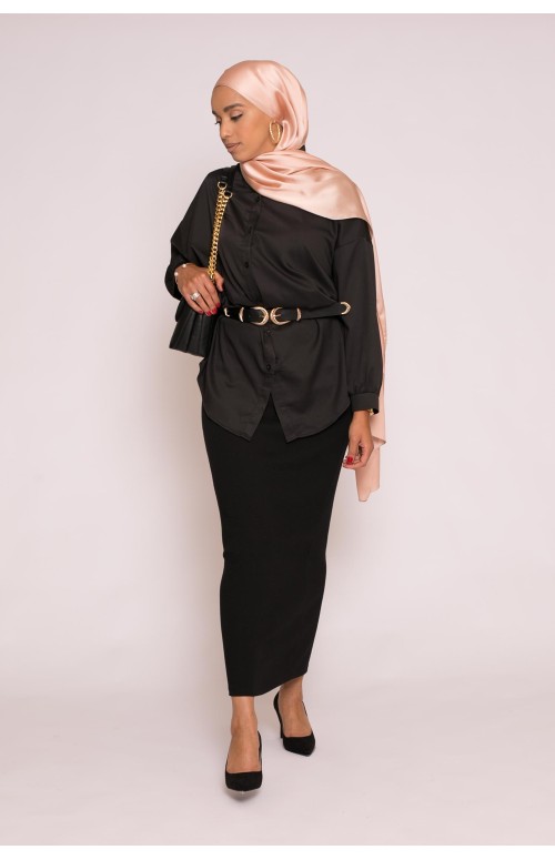 Tunique chemise large noir prêt à porter modeste fahion pour femme musulmane hijab shop