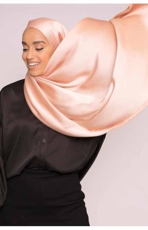 hijab sedef satiné nude pêche boutique femme musulmane