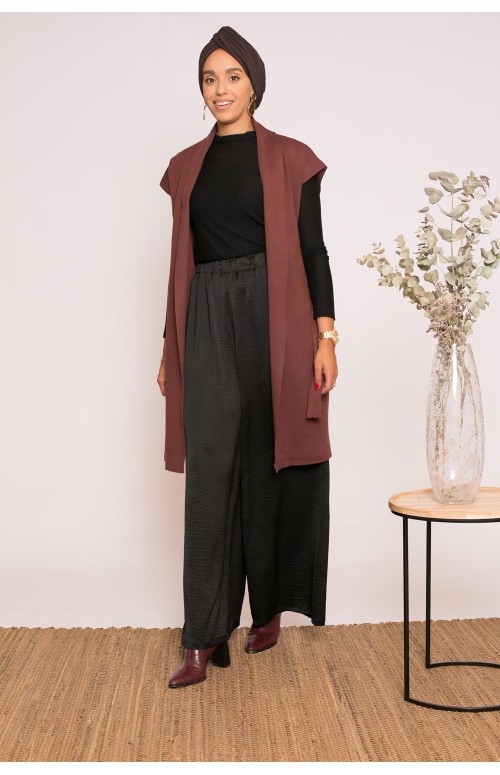 Gilet long sans manche cofee vêtement moderne boutique modeste fashion pour femme musulmane