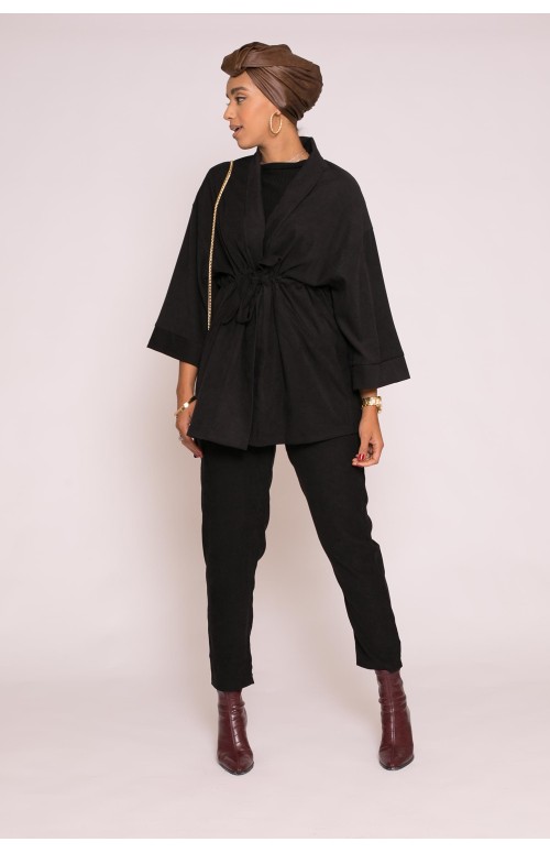 Veste hiver noir modeste prêt à porter moderne pour femme musulmane hijab shop fashion