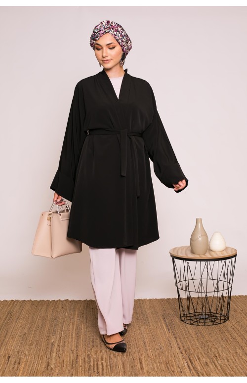 Veste kimono noir nouvelle collection femme musulmane