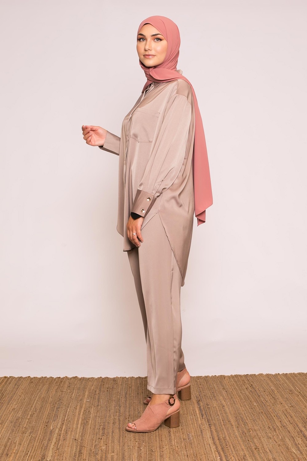 Taupe satin luxery trousers