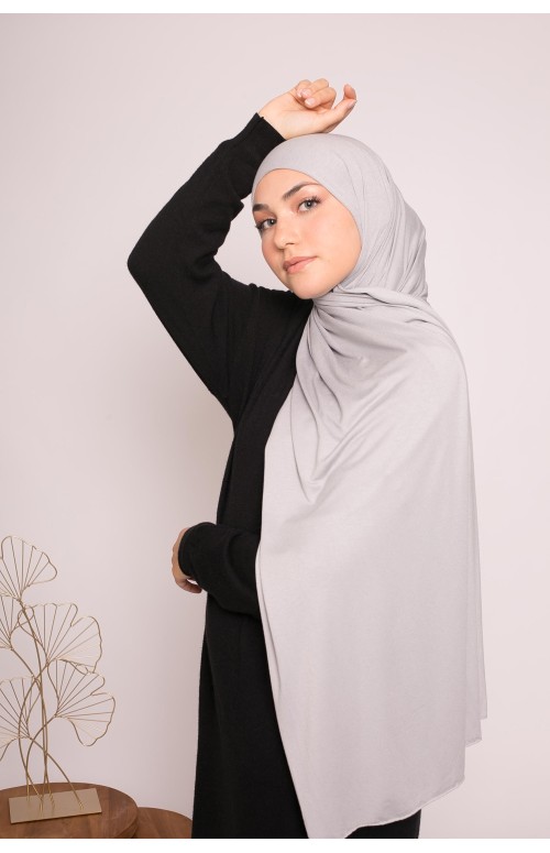 Hijab jersey lux soft gris boutique accessoire pour femme musulmane