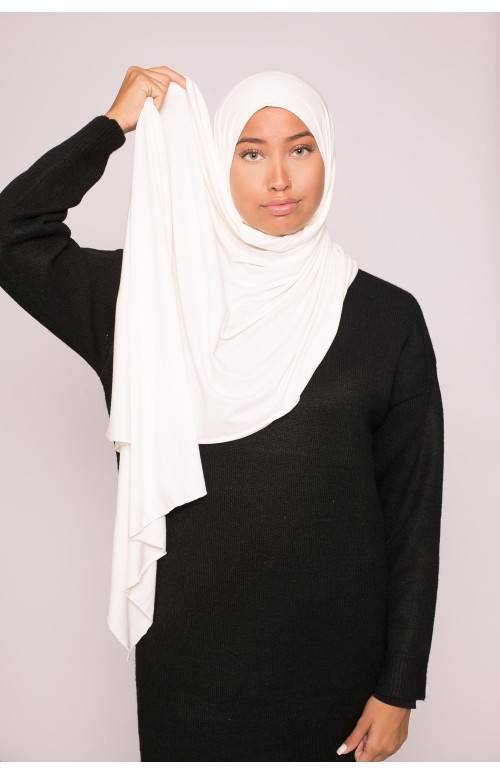 Hijab jersey lux soft blanc cassé boutique accessoire pour femme musulmane