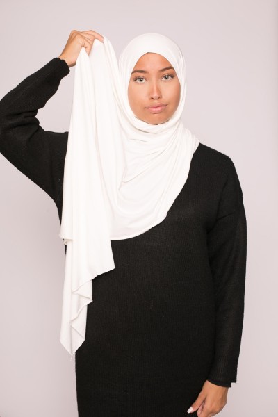 Hijab jersey lux soft blanc cassé boutique accessoire pour femme musulmane
