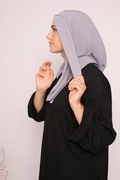 Gray medina silk crossover hijab