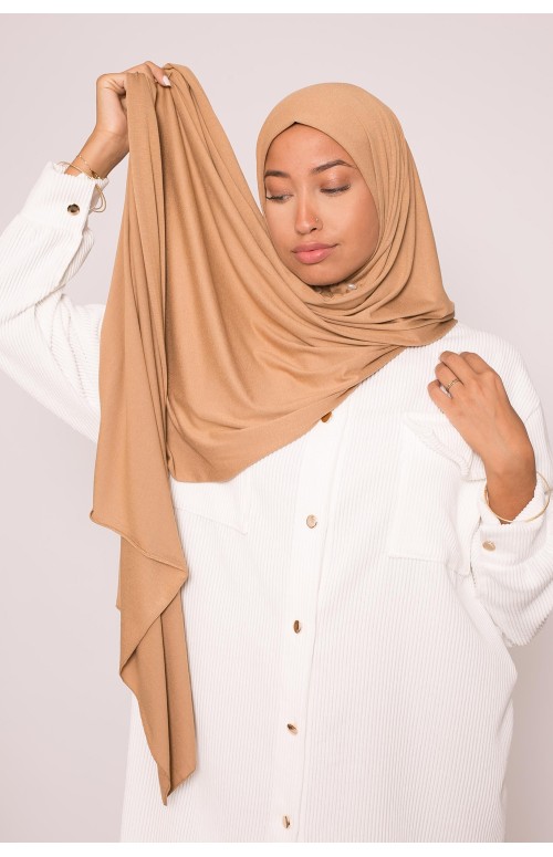 Hijab jersey luxe soft caramel boutique musulmane