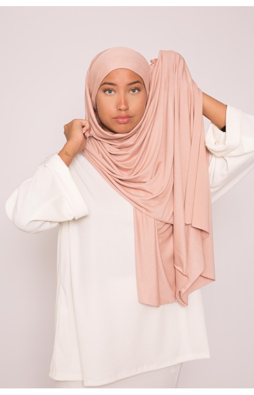 Hijab jersey luxe soft prêt à nouer nude rosé