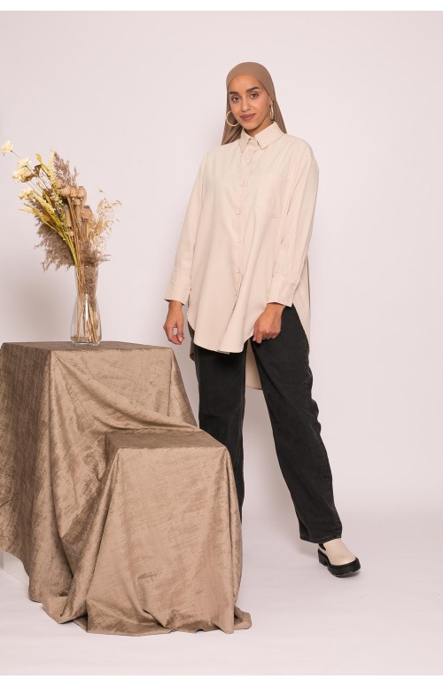 Chemise large crème vêtement pour femme musulmane boutique modeste fashion