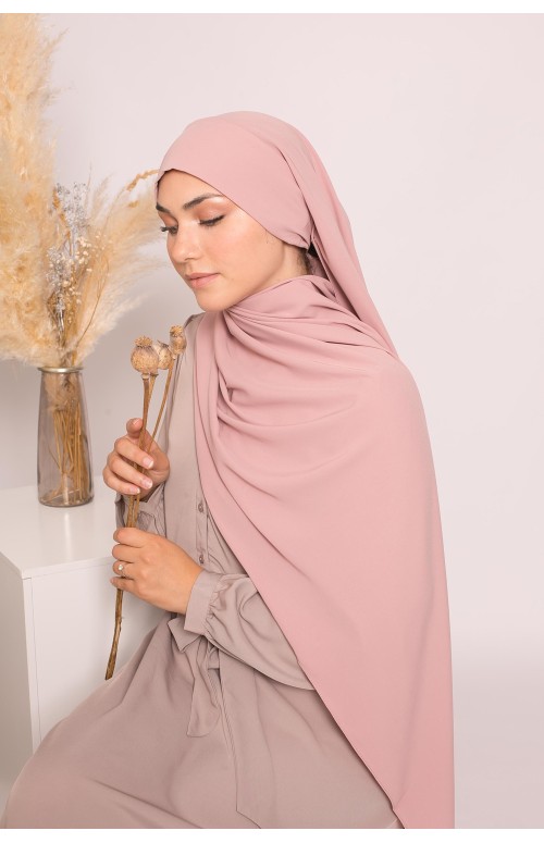 Hijab prêt à nouer soie de médine rosé boutique musulmane
