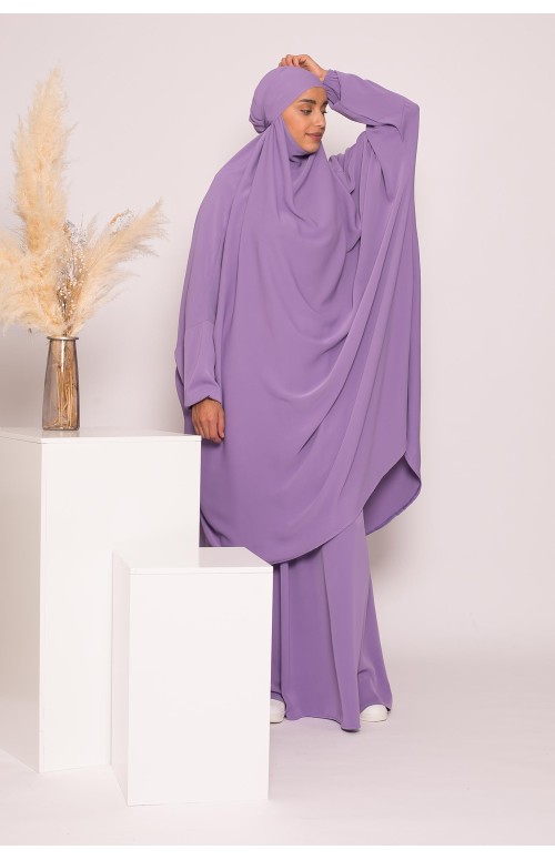 Jilbab 2pièces lavande soie de médine boutique musulmane 