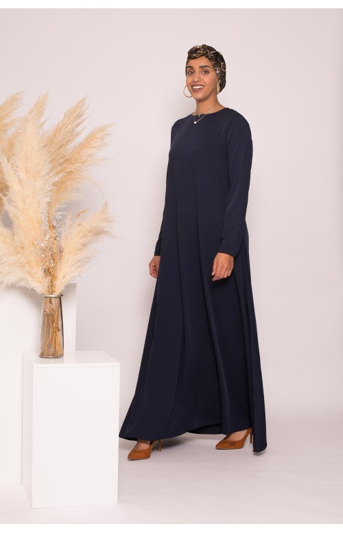 Robe longue bleu nuit prêt à porter pour femme musulmane