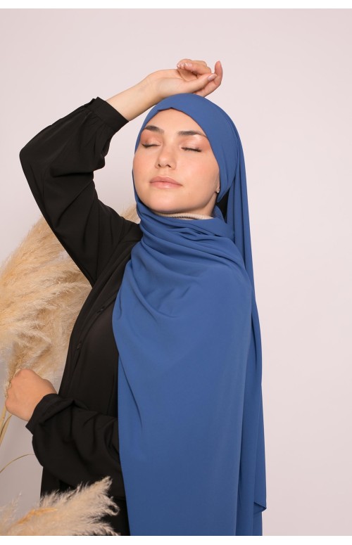 Hijab prêt à nouer soie de médine bleu électrique