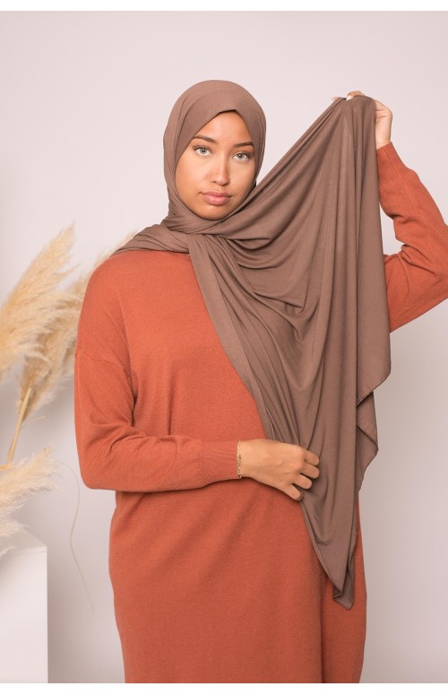 Hijab jersey lux soft marron boutique musulmane