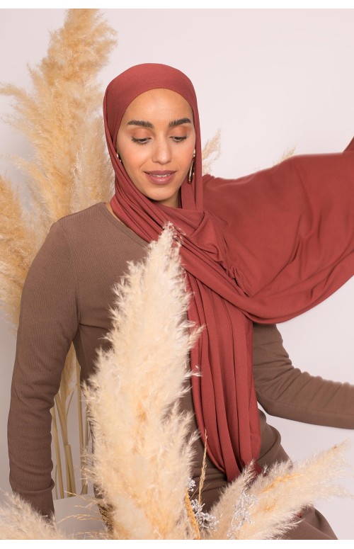 Hijab jersey lux soft brique foncé