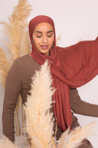 Hijab jersey lux soft brique foncé