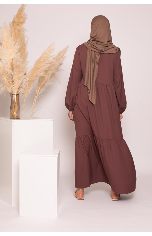 Hijab croisé jersey luxe soft prêt à nouer marron boutique femme musulmane
