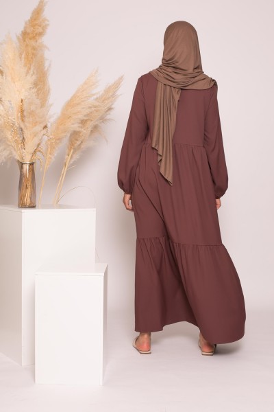Hiyab cruzado de punto de lujo suave listo para atar marrón