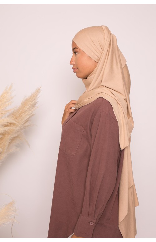 Hijab jersey lux soft beige foncé
