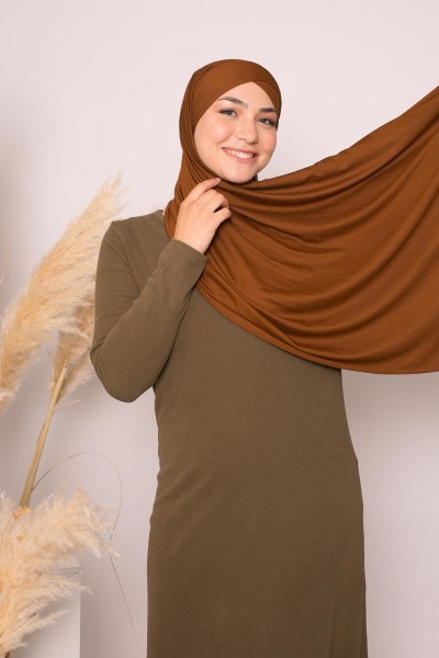 Hijab croisé jersey luxe soft prêt à nouer camel