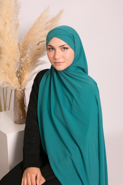 Crossover hijab to tie sapphire green medina silk