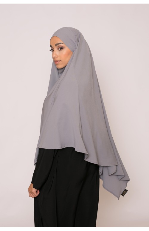 Khimar soie de médine gris boutique femme musulmane