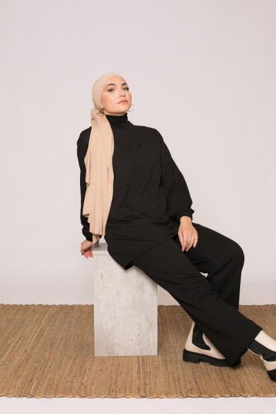 Ensemble sweat casual noir boutique hijab muslima pour femme musulmane