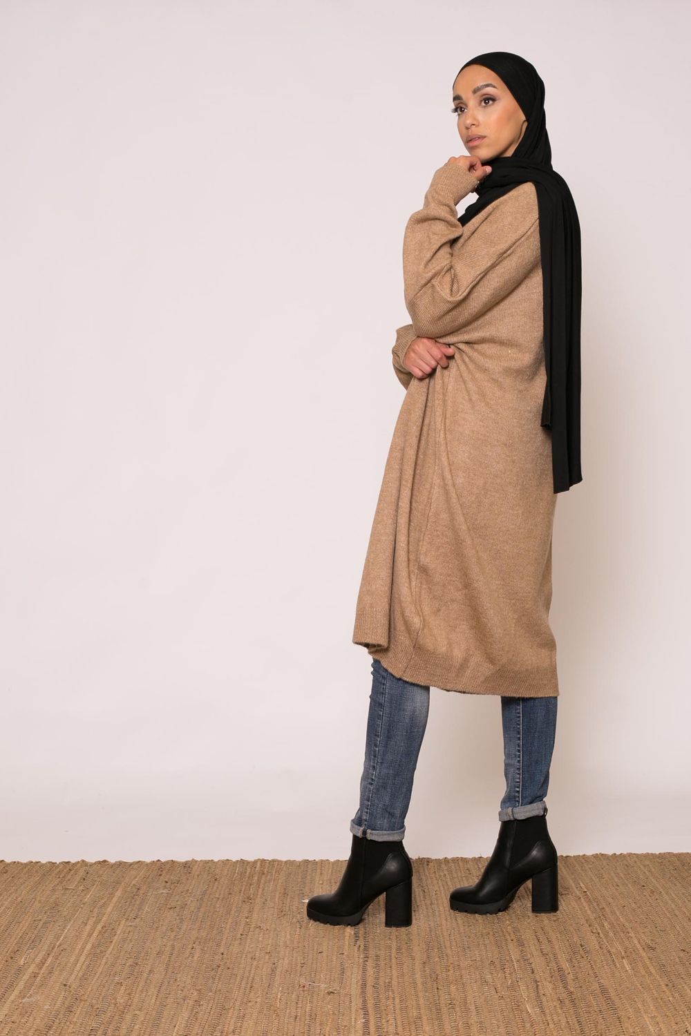 Pull extra oversize taupe
